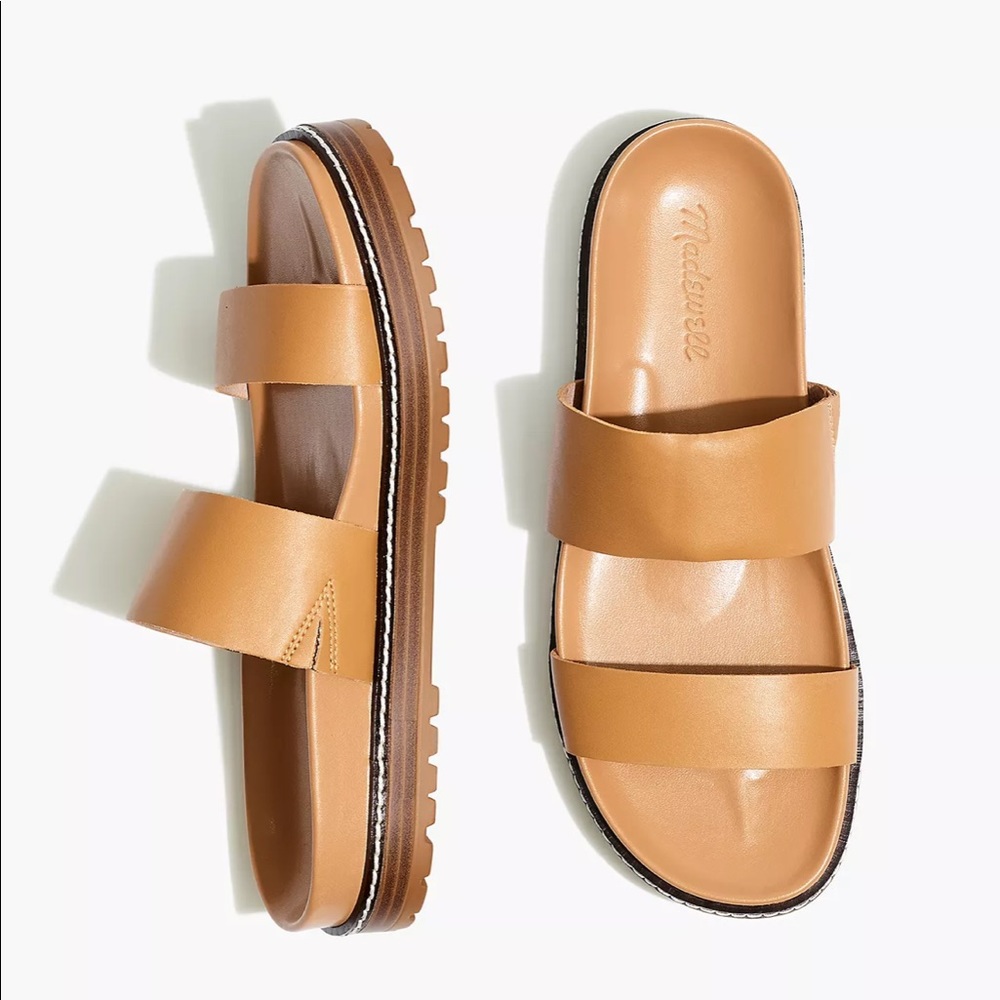 Madewell Charley Double-Strap Slide Sandal in Desert Camel